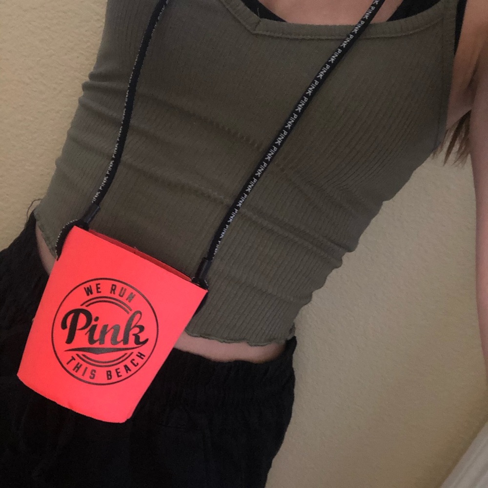 Pink drink koozie